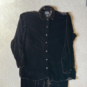 Eileen Fisher velour button down with pants